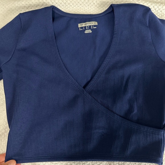 Forever 21 Tops - Forever 21 Deep Blue Ribbed Crop Top